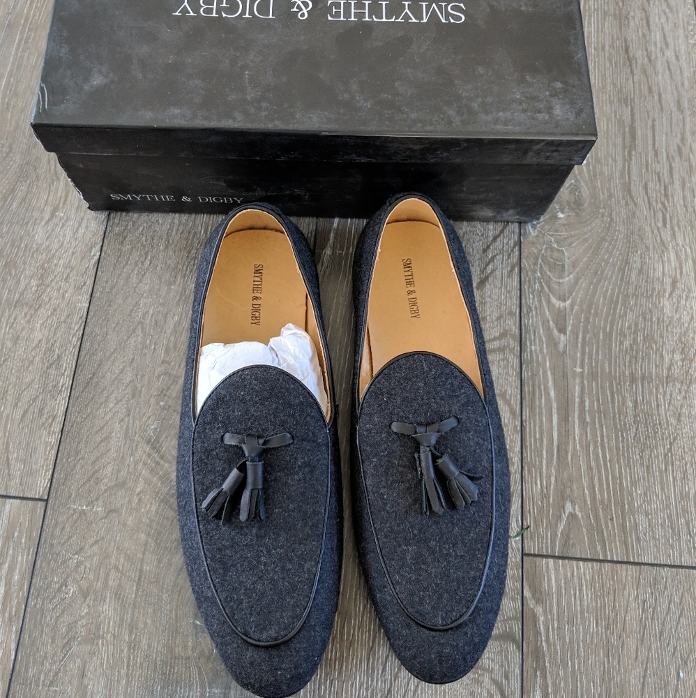 Smythe & Digby Belgian Slipper Loafers Flannel NIB - Picture 3 of 5